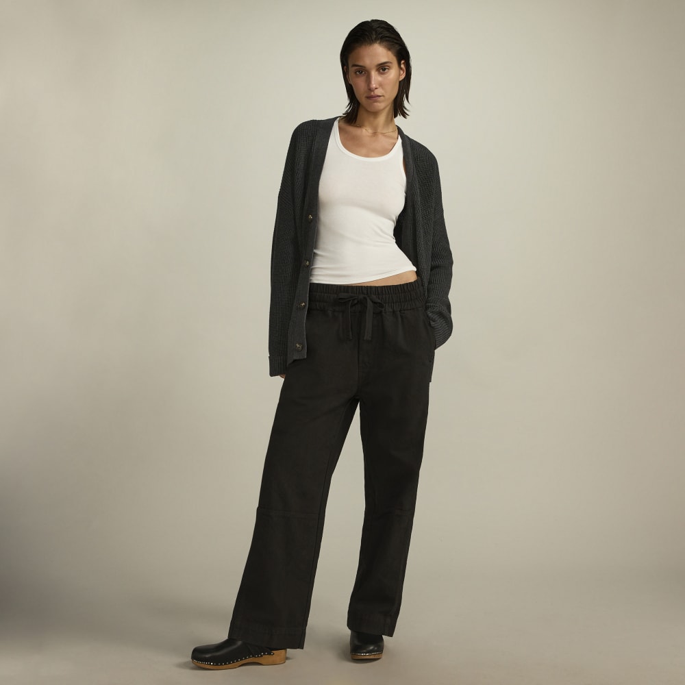 The Canvas Organic Cotton Pull-On Pant in Black — detail view