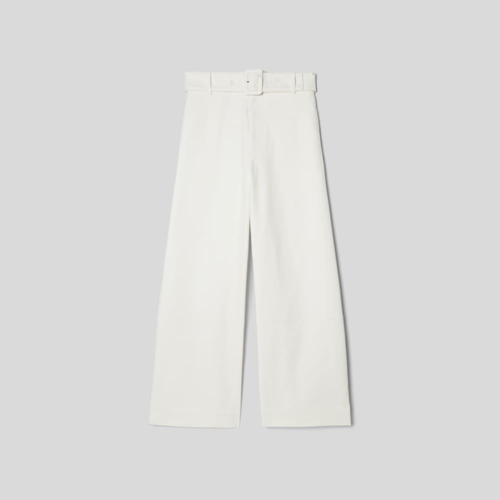The Structured Cotton Belted Pant in Bone — alternate view