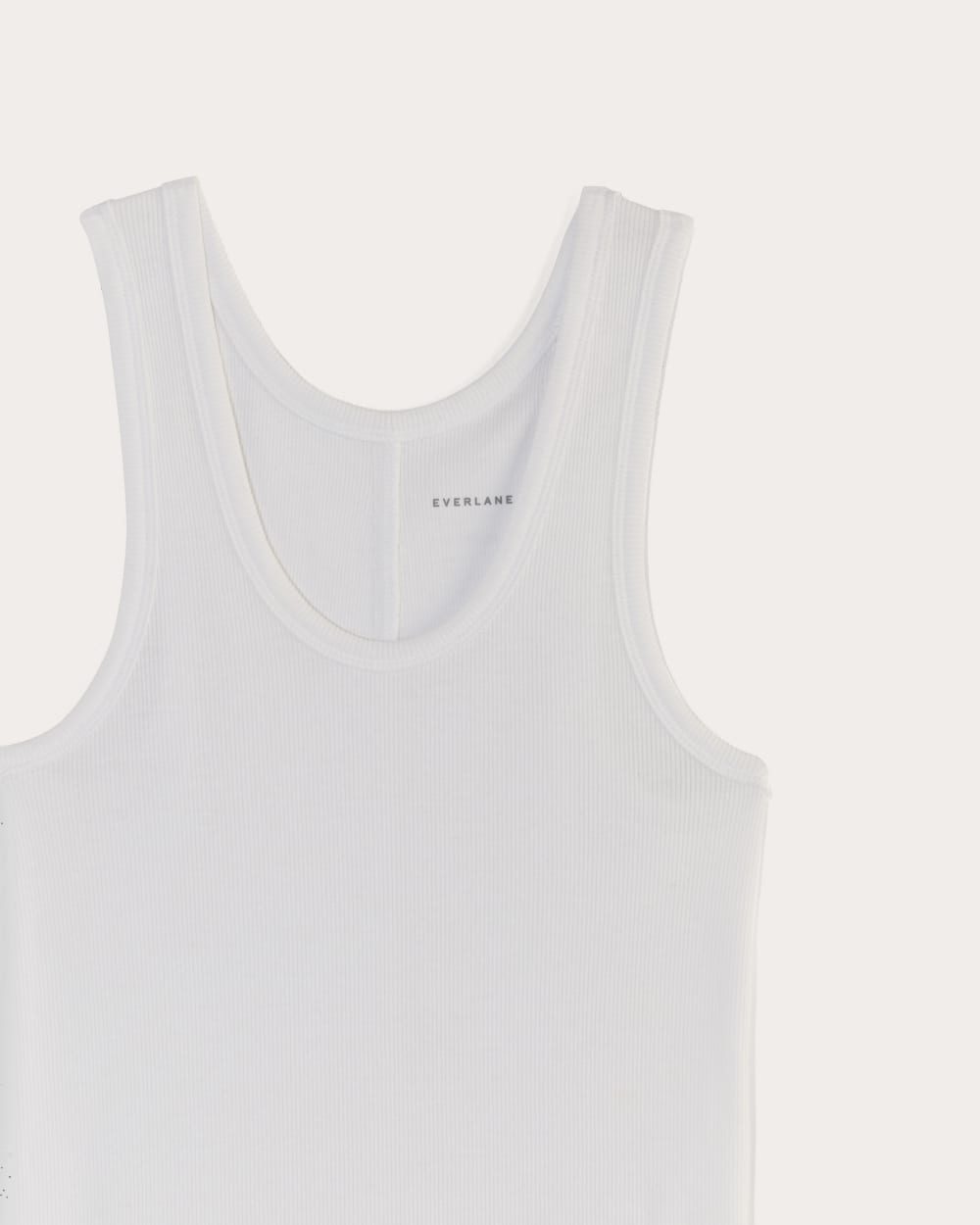 The Luxe Rib Racerback Tank in White — detail view