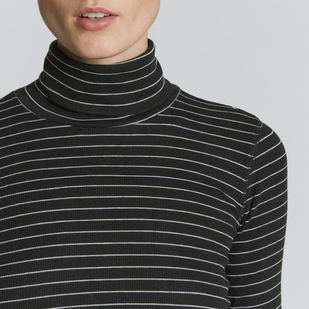 The Luxe Rib Turtleneck in Black / Canvas Tan — alternate view