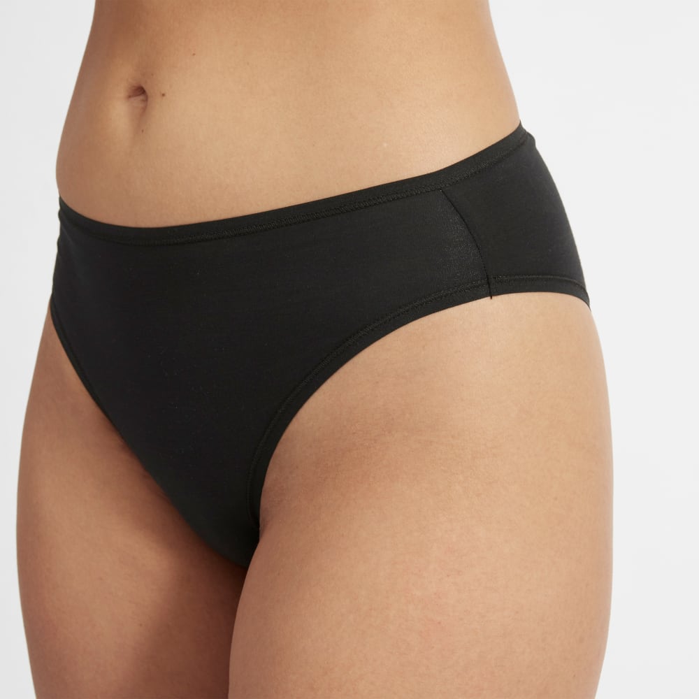 The Cotton High-Rise Bikini in Black — detail view