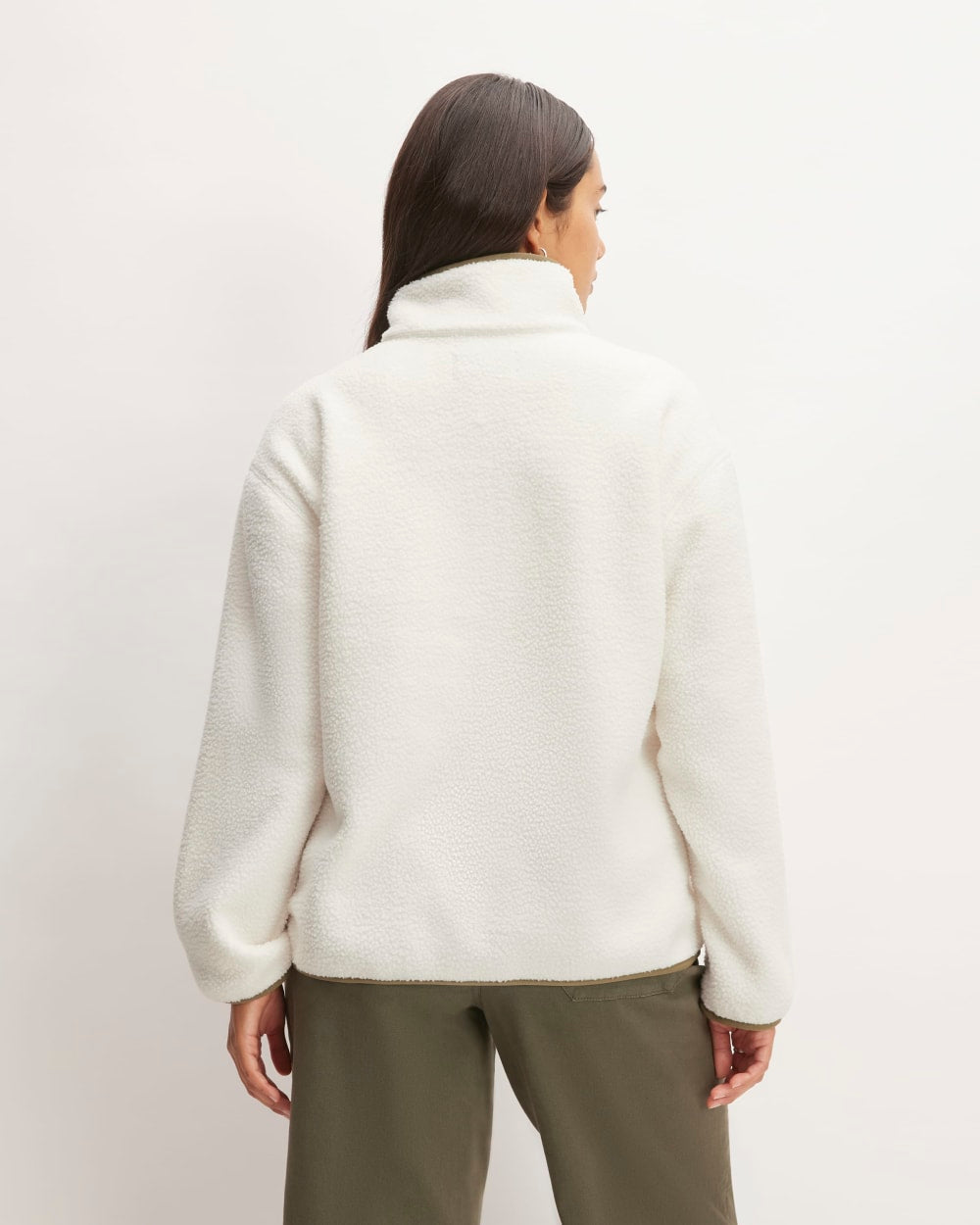 The ReNew Fleece Oversized Half-Zip in Bone — detail view