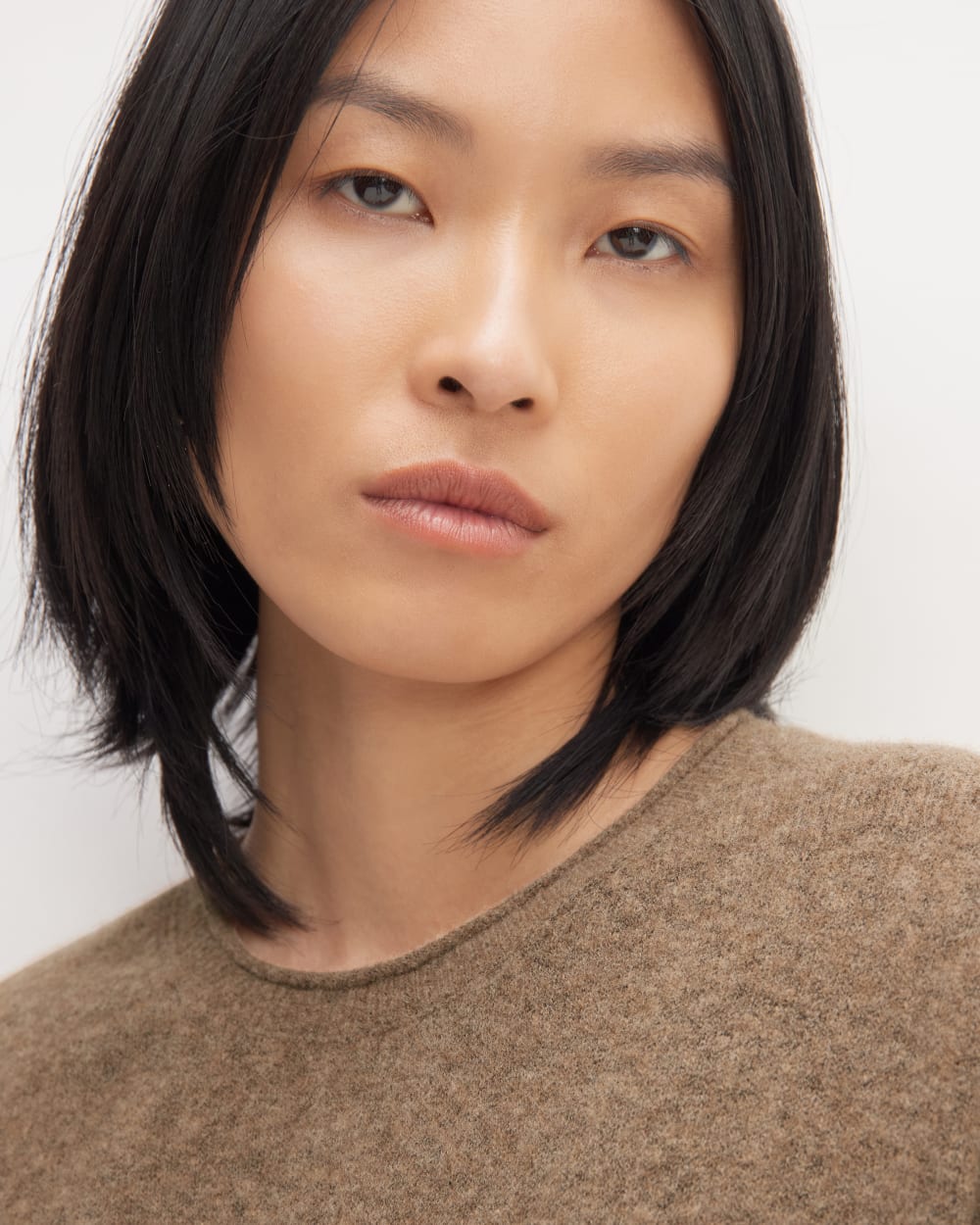 The Cozy-Stretch Crew in Heathered Toasted Coconut — detail view