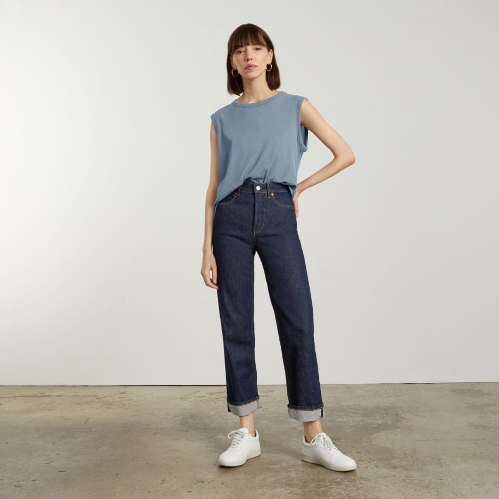 The Air Muscle Tank in Dusty Blue — detail view
