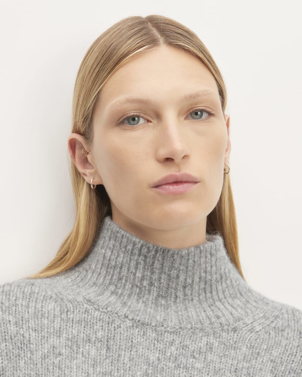 The Cloud Oversized Turtleneck in Heather Grey — detail view