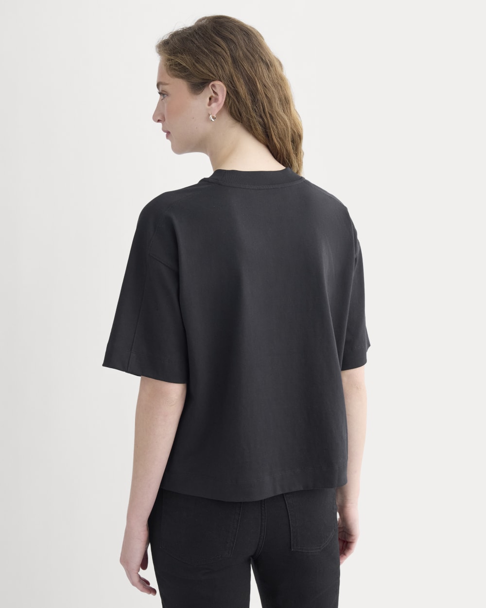 Oversized Seamed Tee in Black — detail view