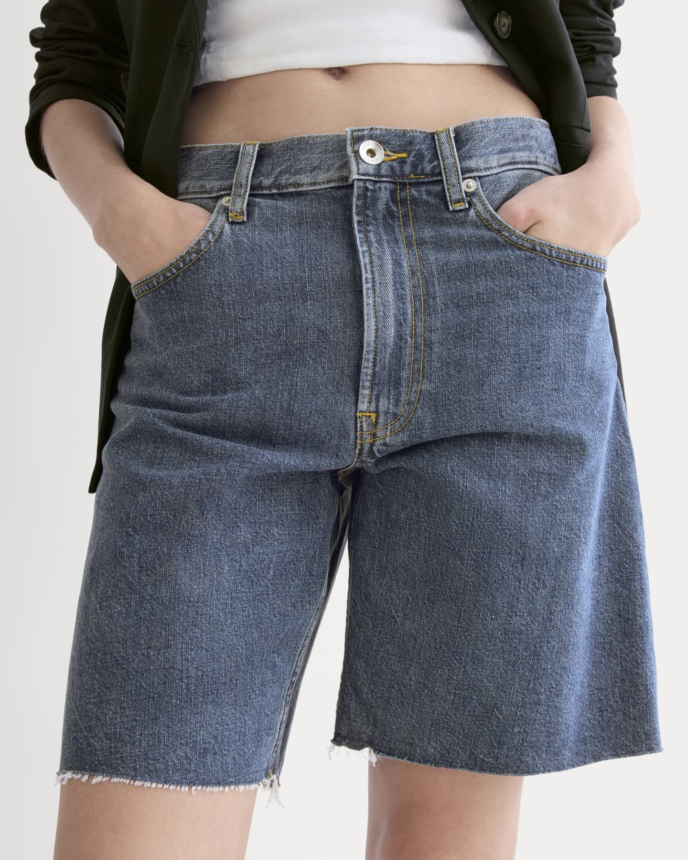The OG Baggy Jean Short in Medium Blue — detail view