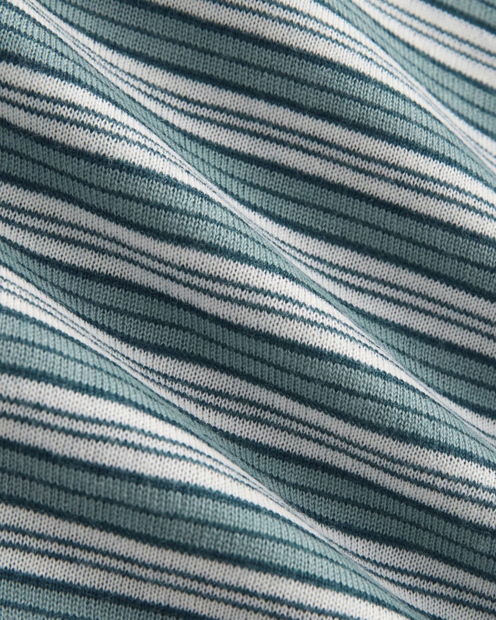Crew Cardigan in Ultrasoft Merino in Reflecting Pond Multi Stripe — detail view