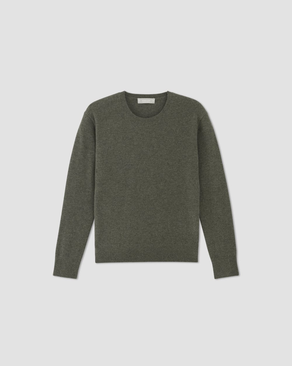 The Classic Crew in Cashmere in Heathered Army Green — alternate view