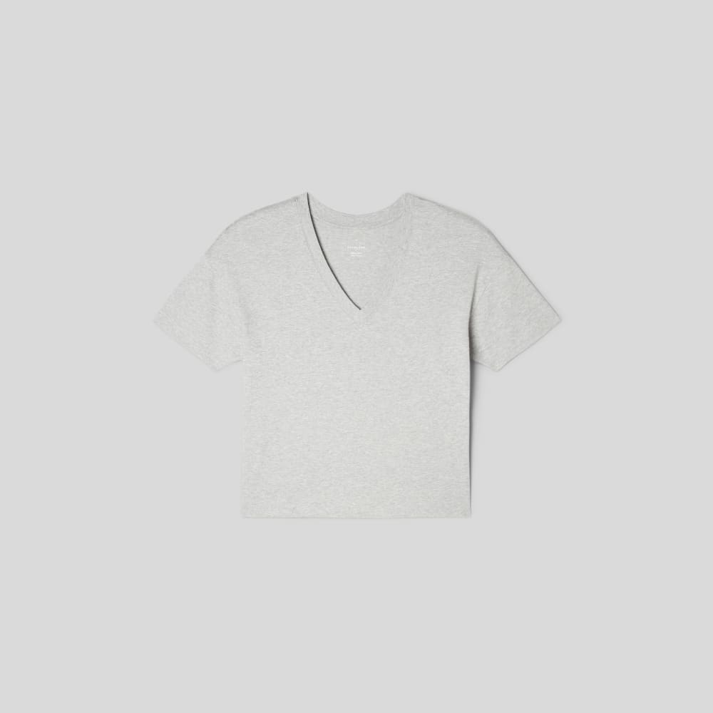 The Organic Cotton Slouchy V-Neck in Heathered Grey — alternate view