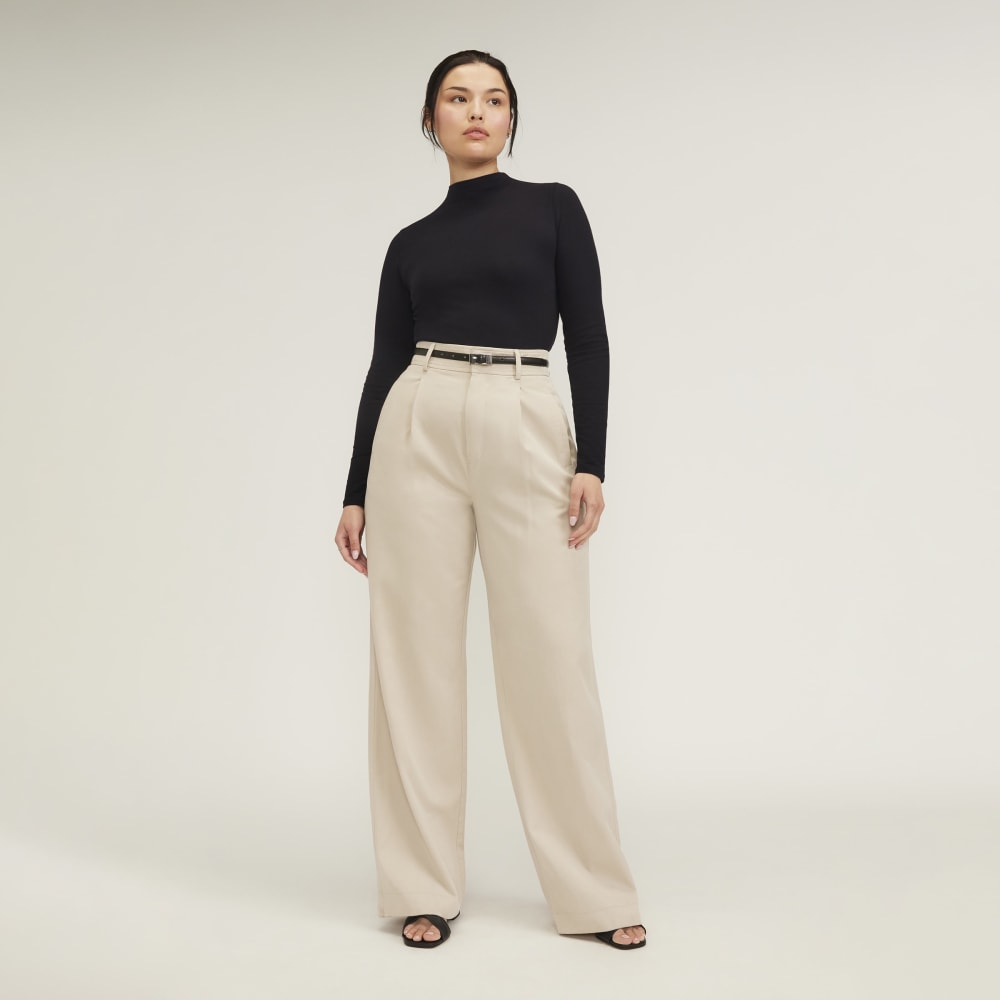 The Supima® Form Funnel Neck Tee in Black — detail view