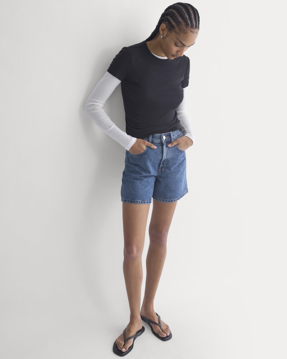 Way-High® A-Line Denim Short in Ocean — detail view