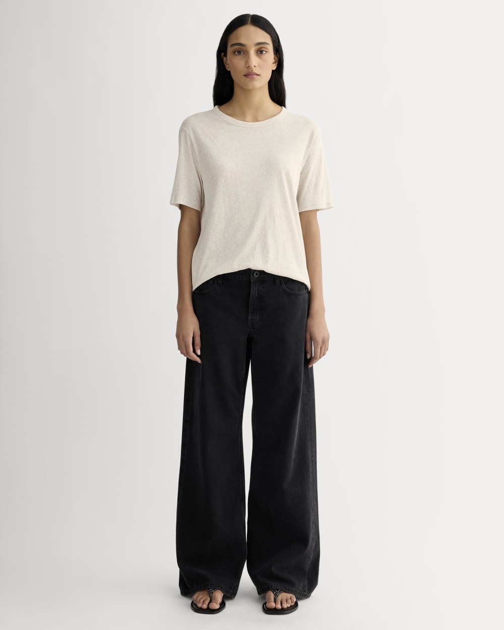 The Air Tee in Heathered Oat — detail view