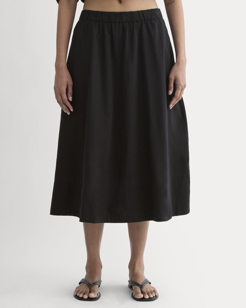 The Gauze Tiered Skirt in Black — detail view
