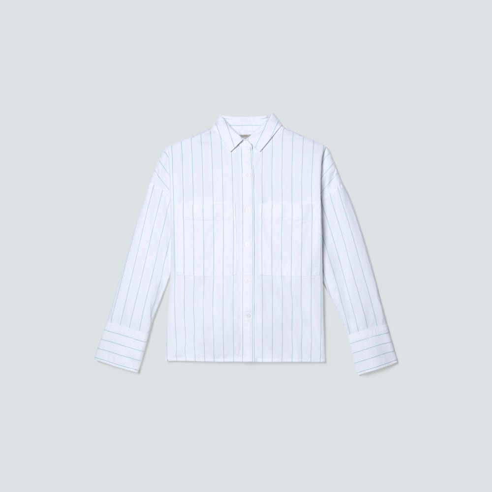 The Boxy Oxford in Mint / White — front view