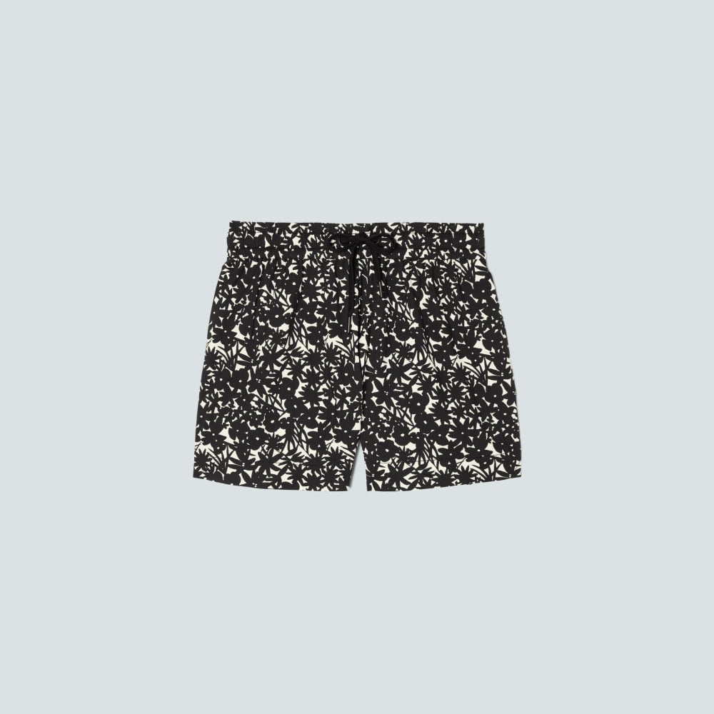The Seersucker Boxer Short in Black / Canvas Floral — front view