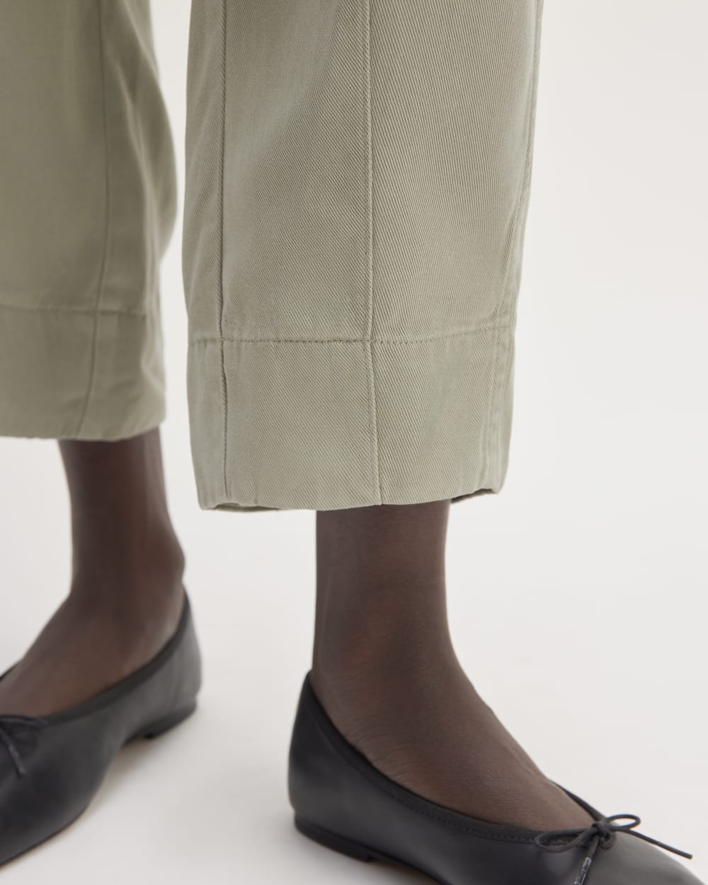 The Utility Pant in Buttersoft in Sage Green — detail view