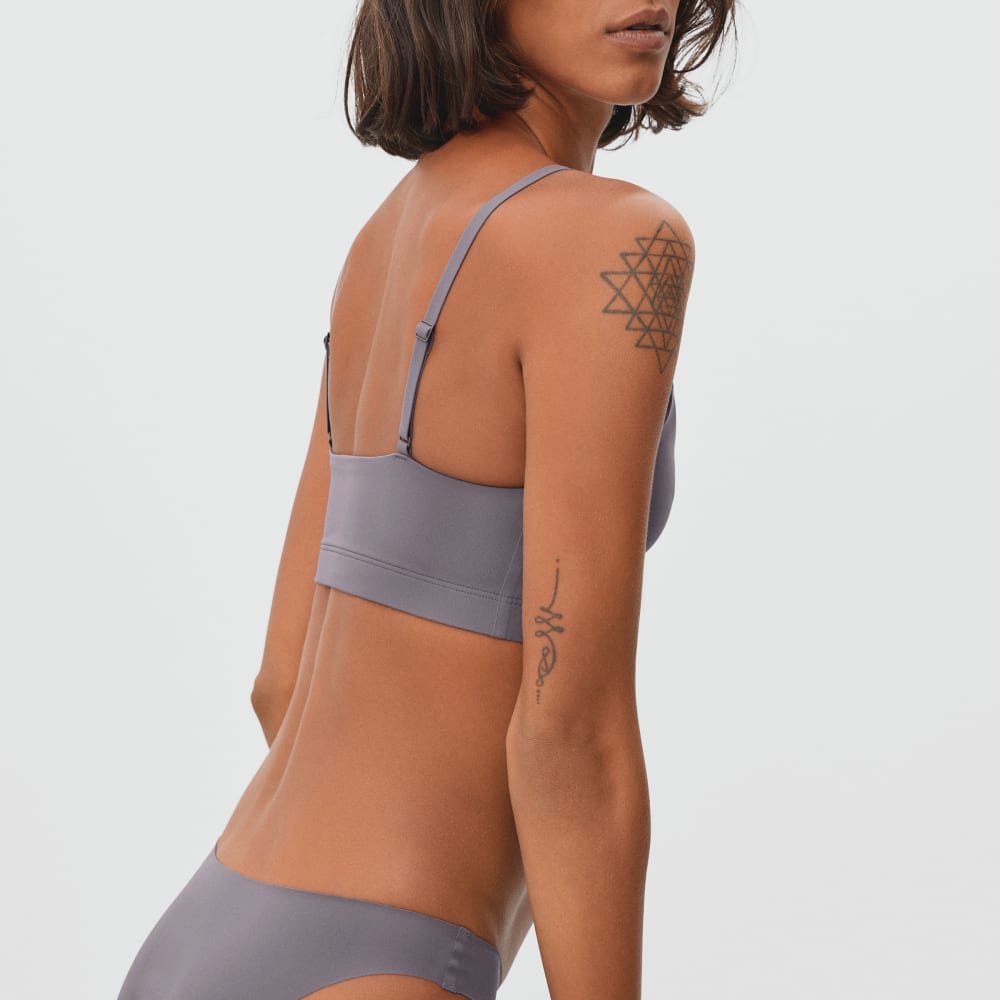The Invisible Square-Neck Bralette in Plum Grey — detail view