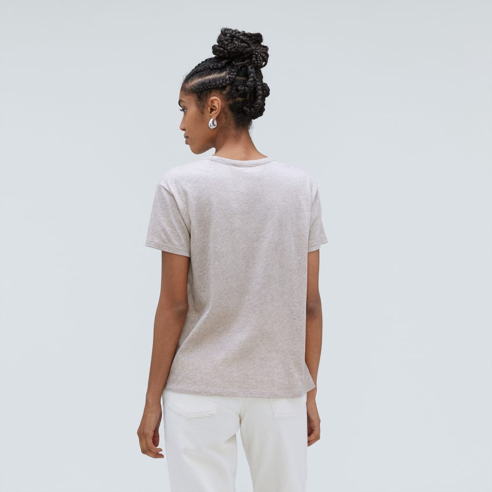 The Air Scoop-Neck Tee in Heathered Oatmeal — detail view