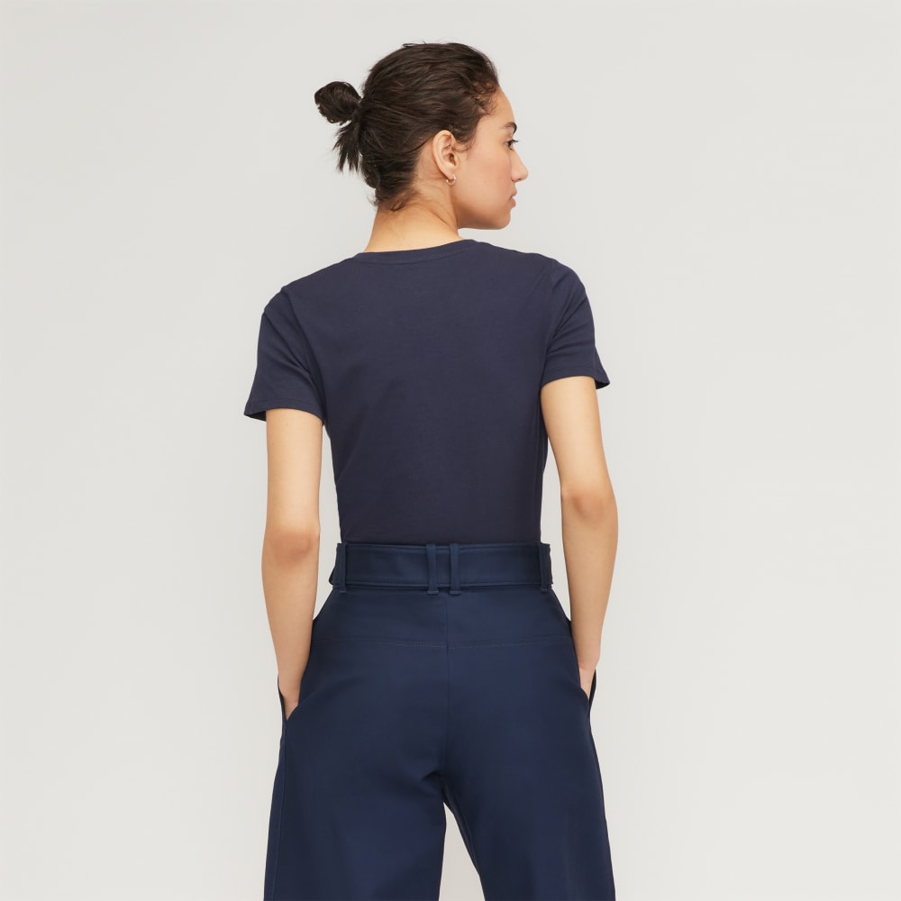 The Organic Cotton Crew Tee in Navy — detail view