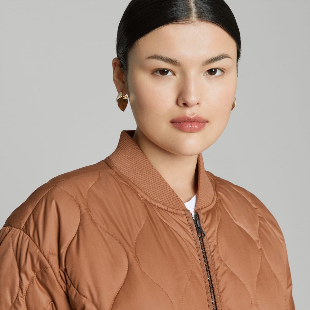 The ReNew Long Liner in Tawny Brown — detail view