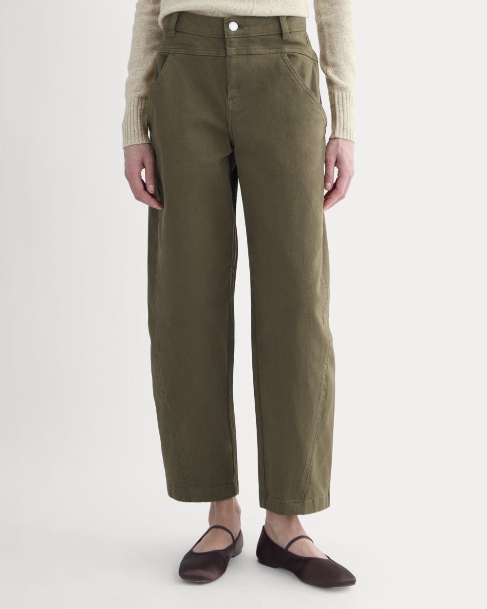 Double-Stitch Barrel Pant in Beech — detail view