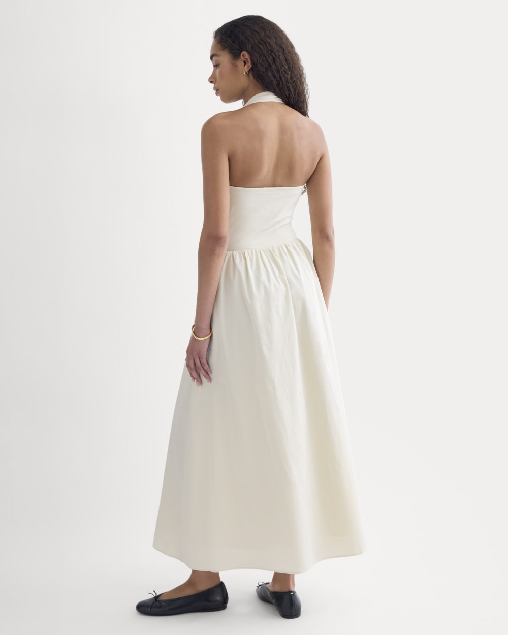 Halter Dress in Ultrasoft Cotton in Birch — detail view