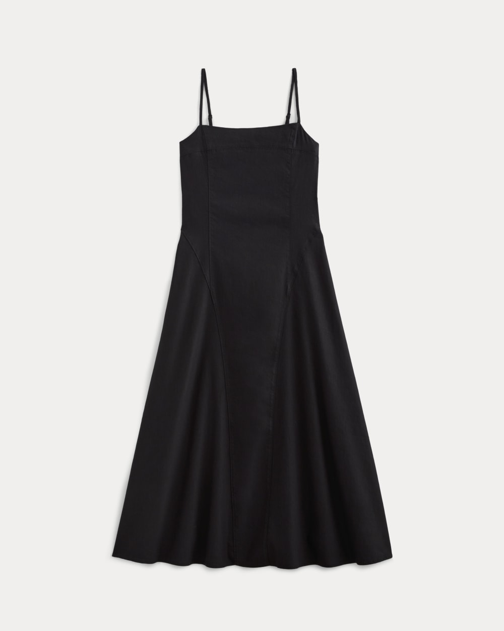 The Seamed Dress in Stretch Linen in Black — alternate view