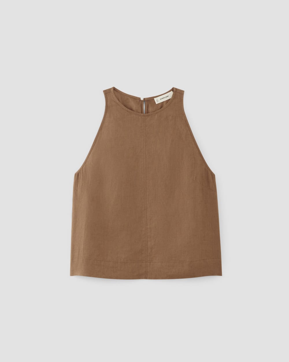 The Linen High-Neck Tank in Carob Brown — alternate view