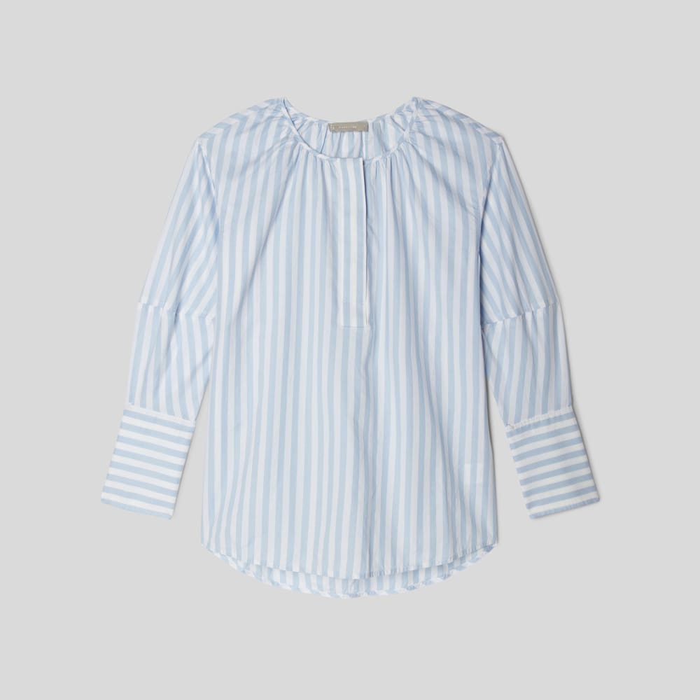 The Silky Cotton Balloon Sleeve Top in Periwinkle / White — alternate view