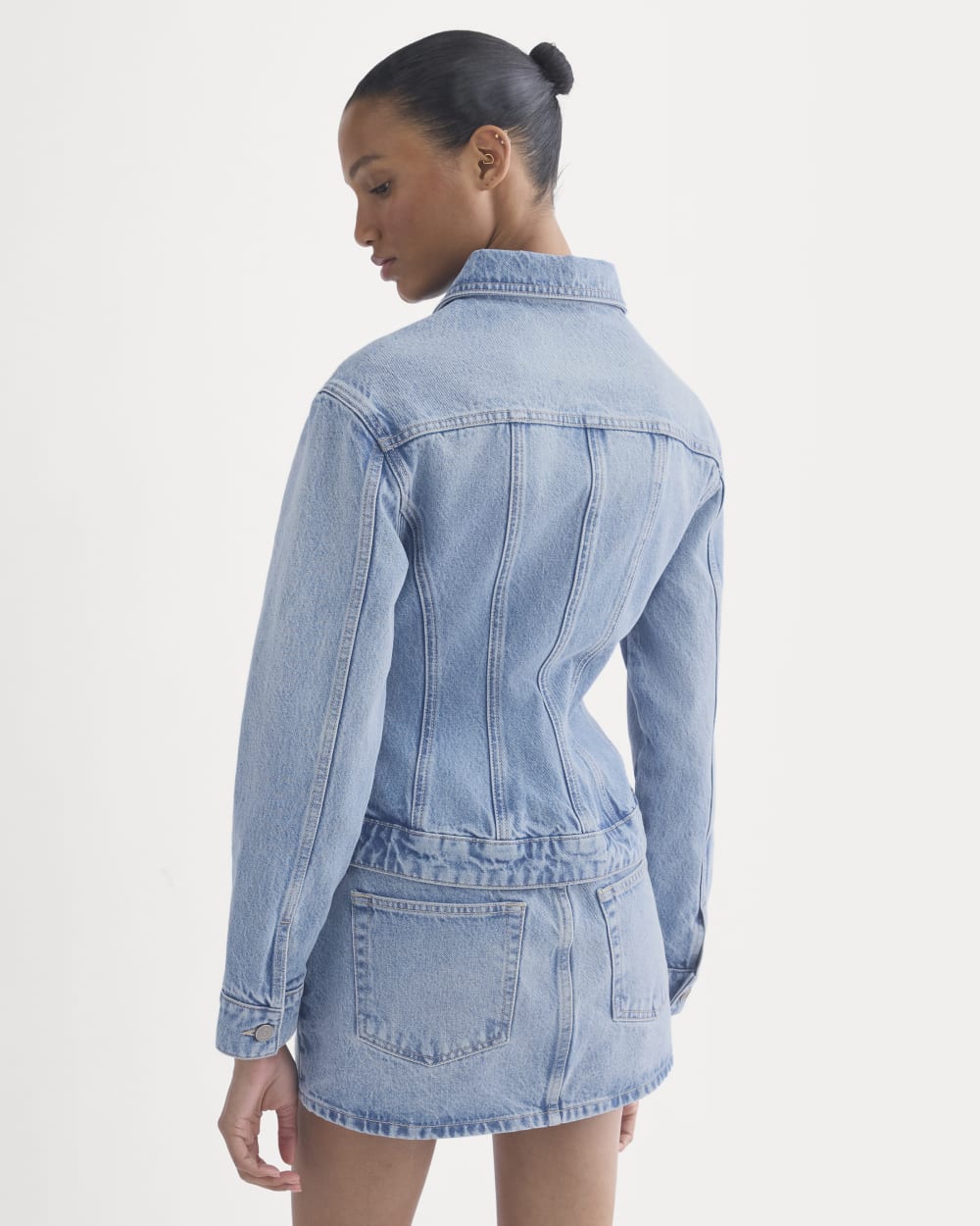 Everlane x Elena Bonvicini Lido Jacket in Crystal Cove Indigo — detail view