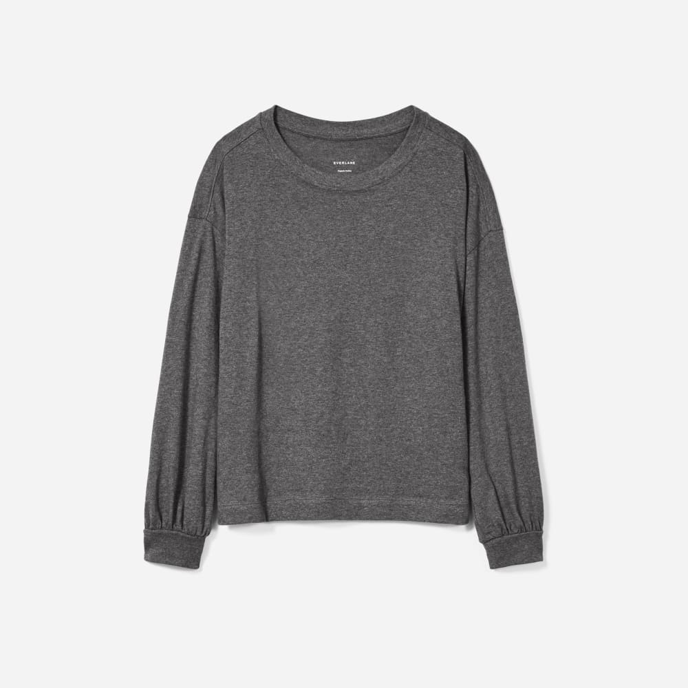 The Organic Cotton Long-Sleeve Tee in Charcoal — front view