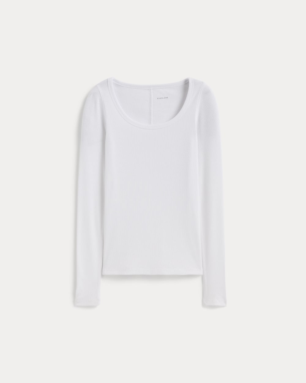 The Luxe Rib Long-Sleeve Scoop-Neck Tee in White — alternate view