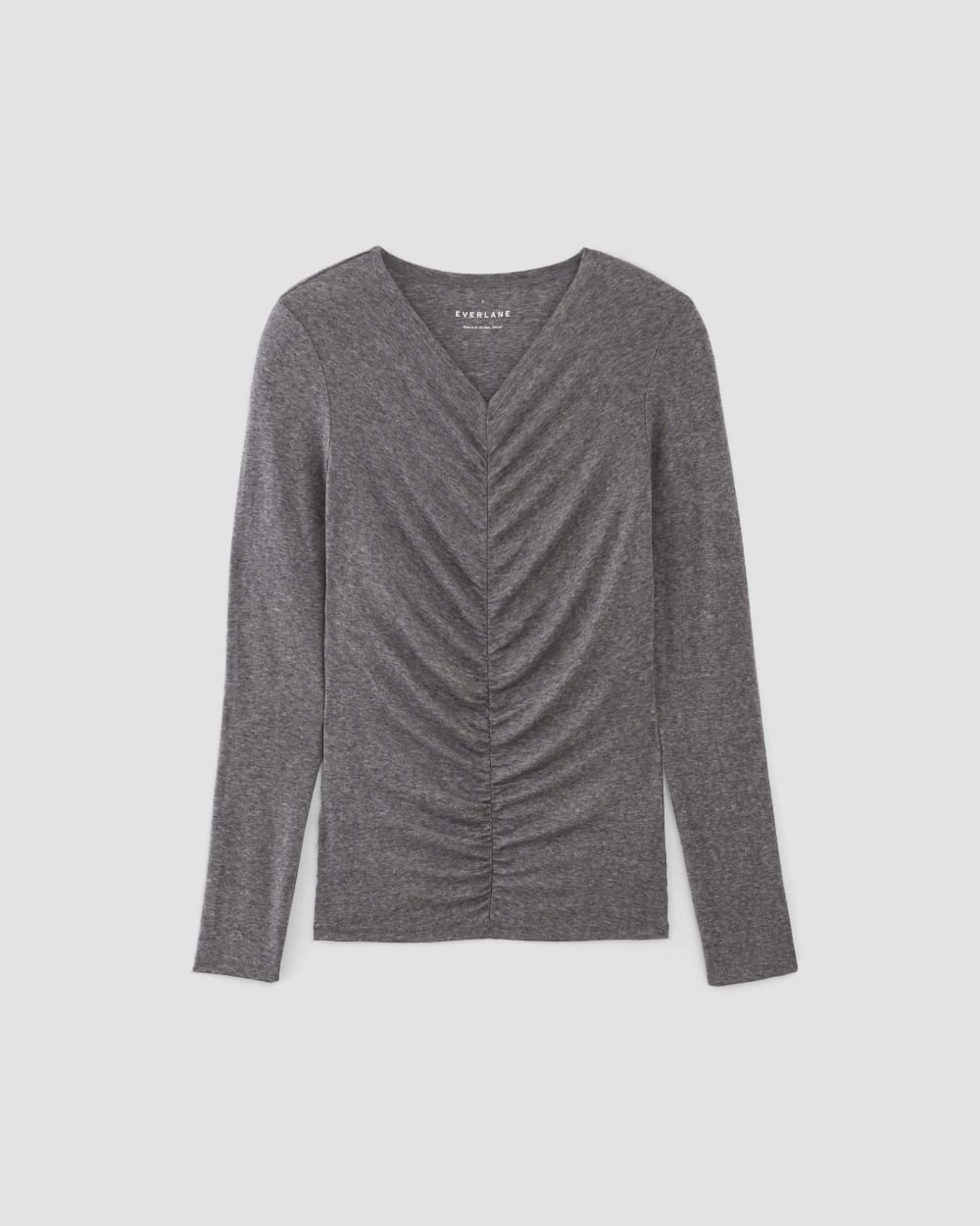 The Ruched V-Neck Tee in Butterluxe in Heather Charcoal — alternate view