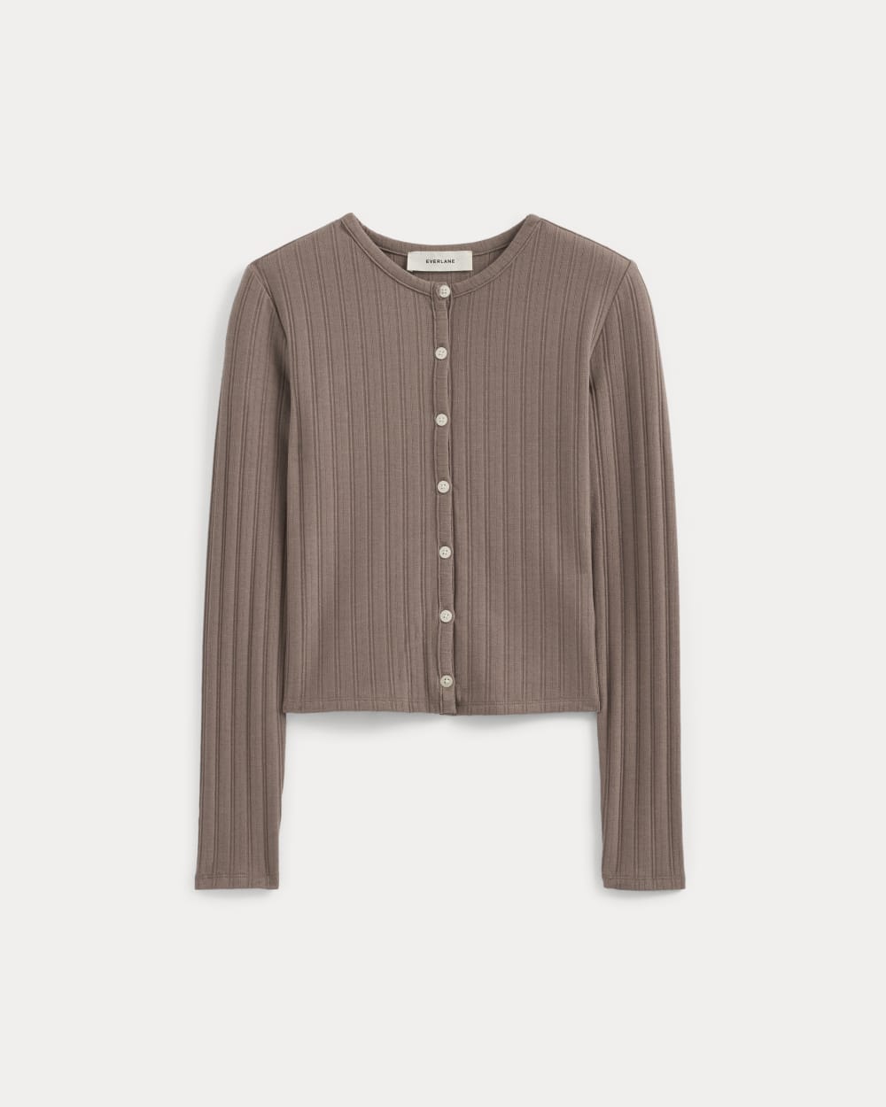 Cardigan in Pointelle in Heathered Chocolate Chip — alternate view