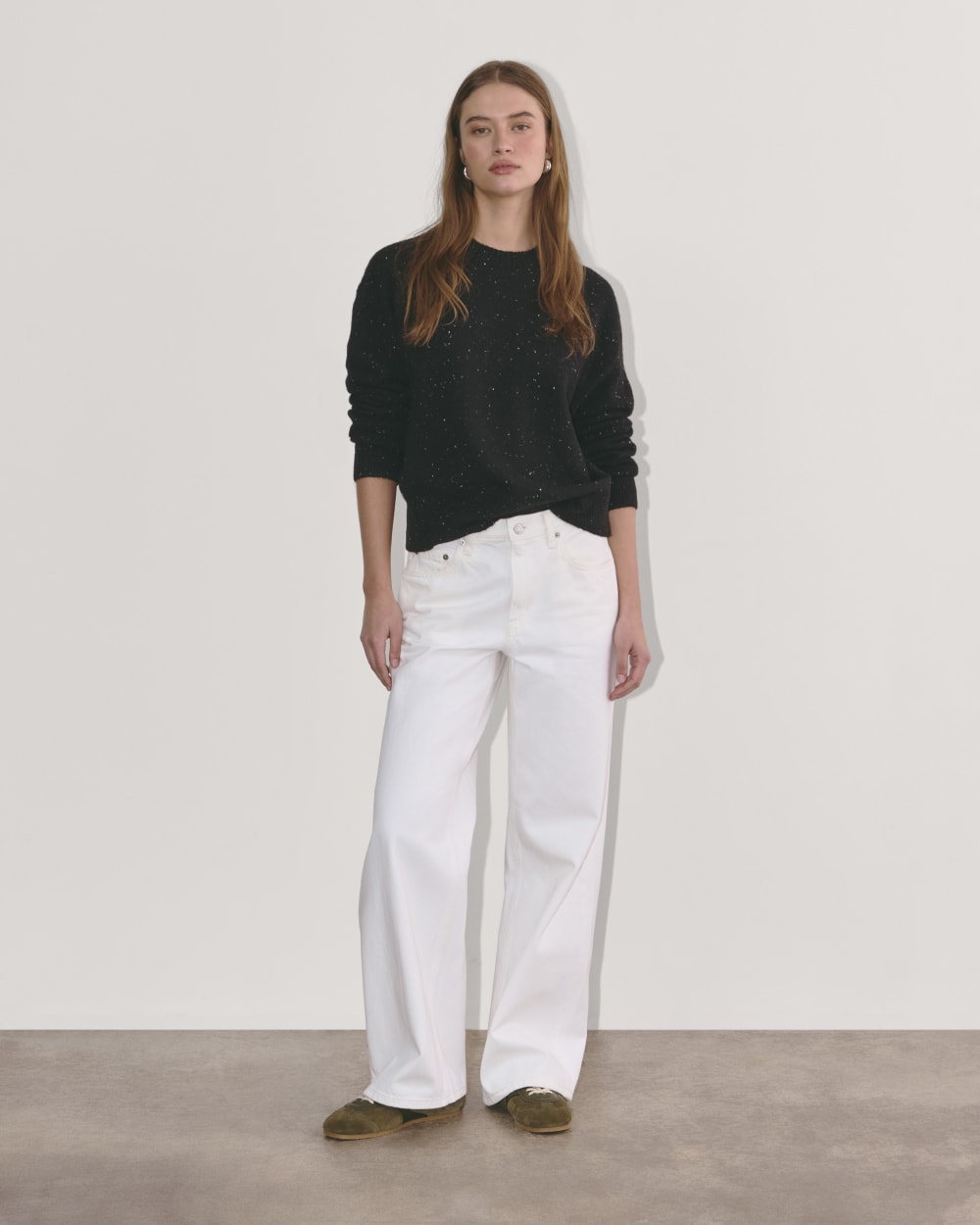 The Cocoon Crew in Plush Cotton in Black Confetti — detail view