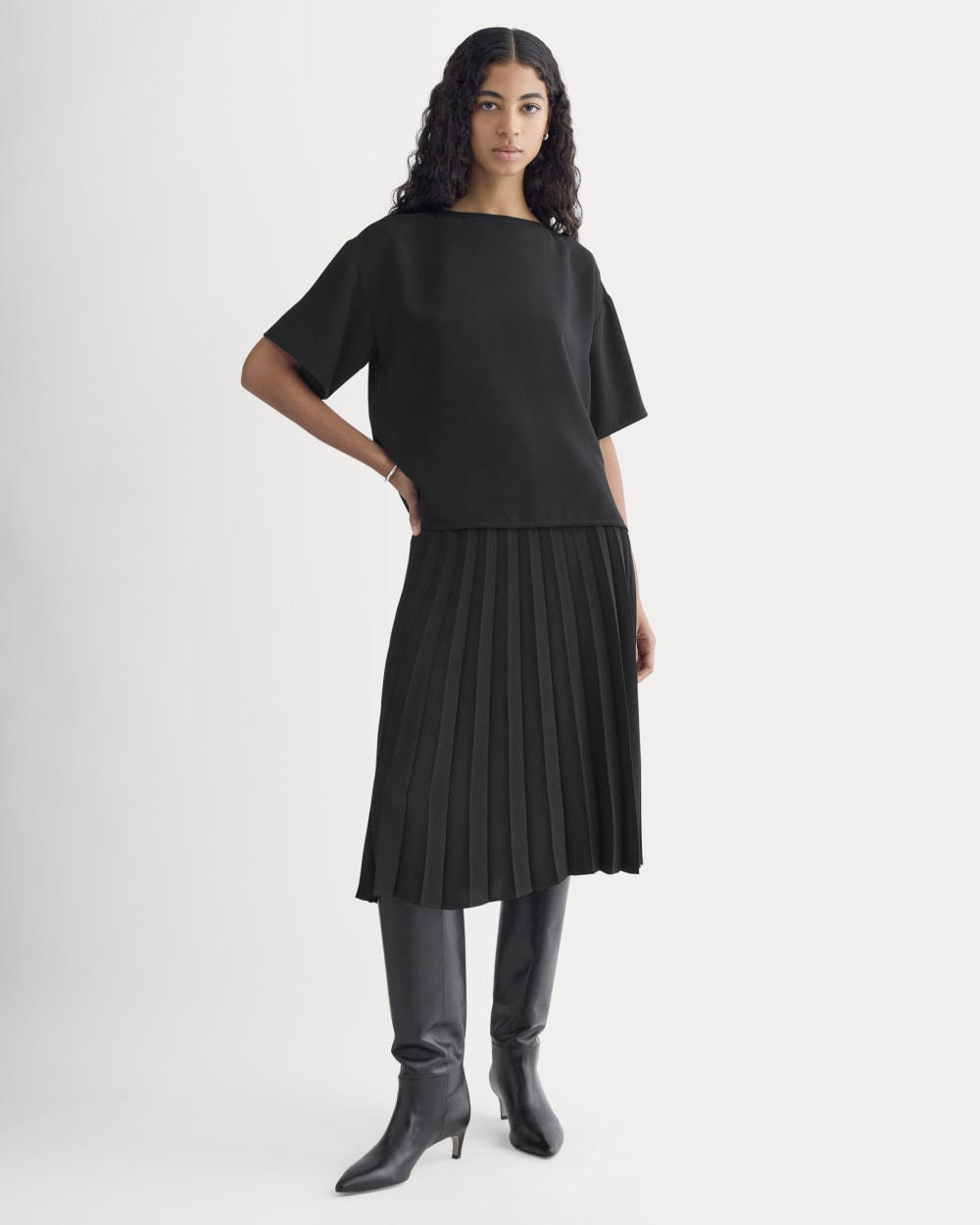 Drapey Crepe Top in Black — detail view