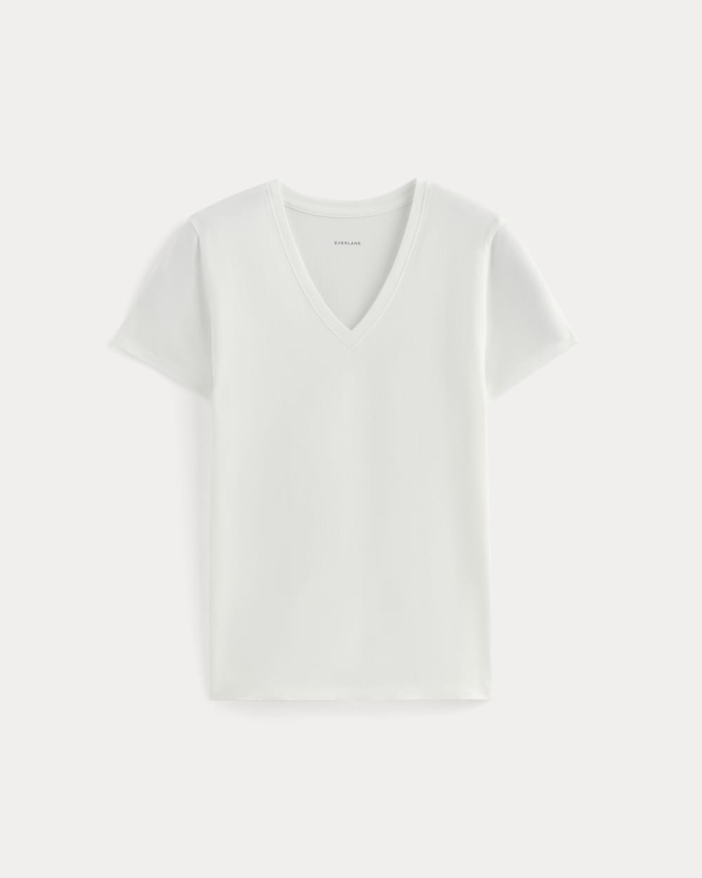 The Slim V-Neck Tee in Essential Cotton in White — alternate view