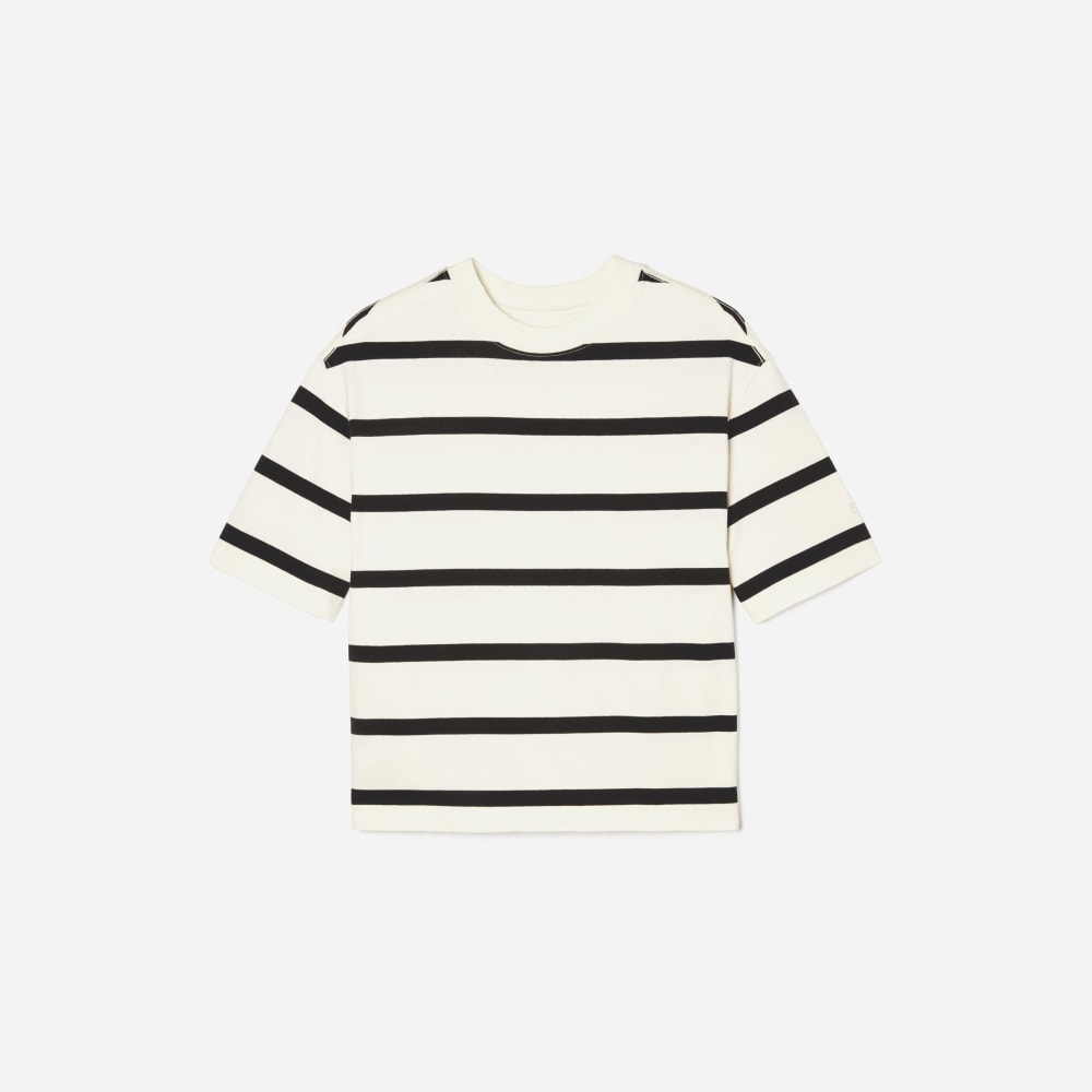 The Premium Weight Relaxed Tee in Black / Canvas — front view