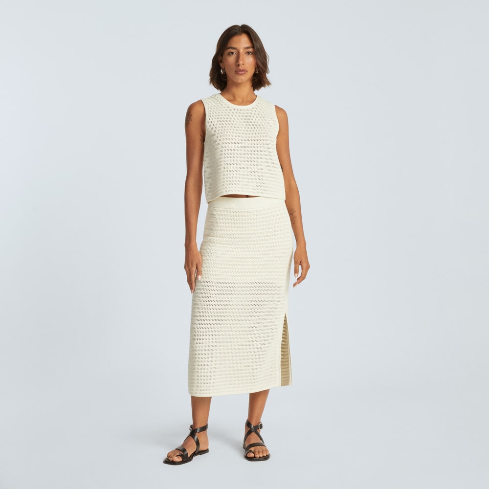 The Crochet Knit Cami in Canvas — detail view