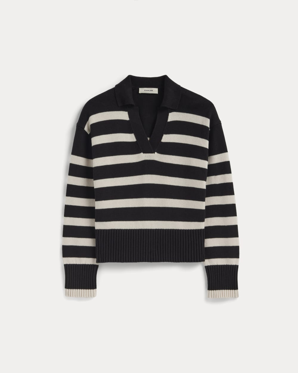 The Boxy Polo in Everyday Cotton in Black / Canvas — alternate view