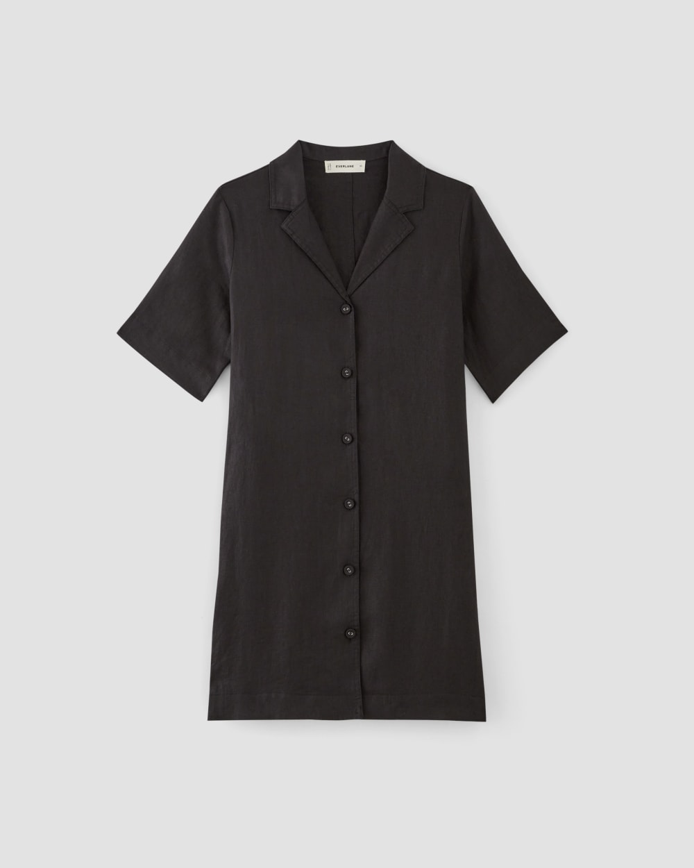 The Shirtdress in Linen in Black — alternate view