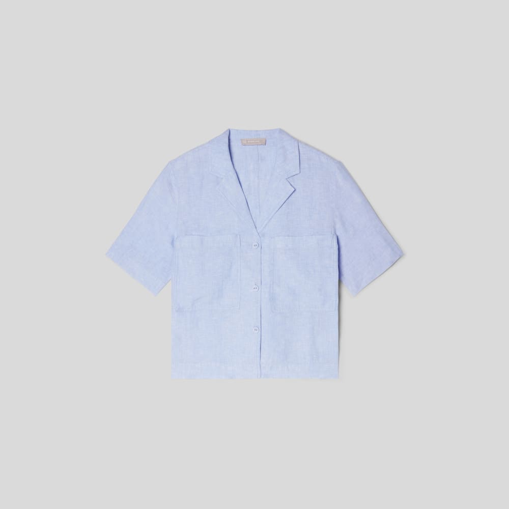 The Linen Workwear Shirt in Light Blue — alternate view