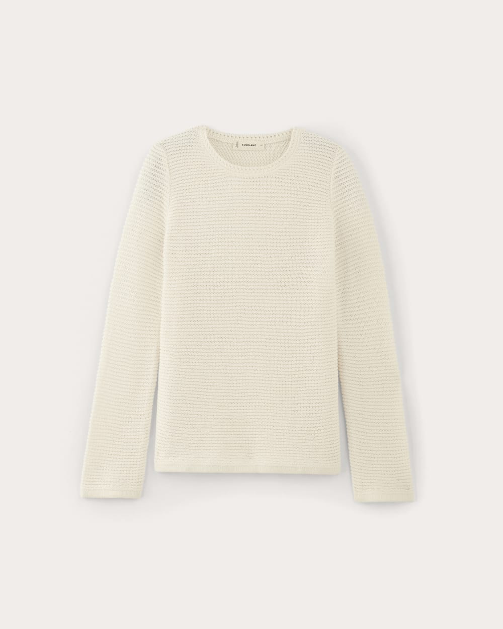 The Organic Cotton Open-Stitch Crew in Bone — alternate view