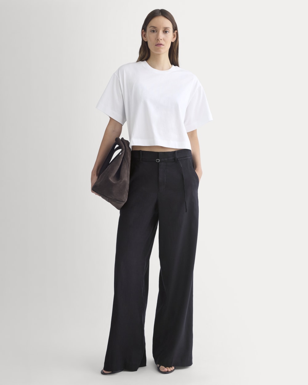 Forever Jersey Cropped Tee in White — detail view