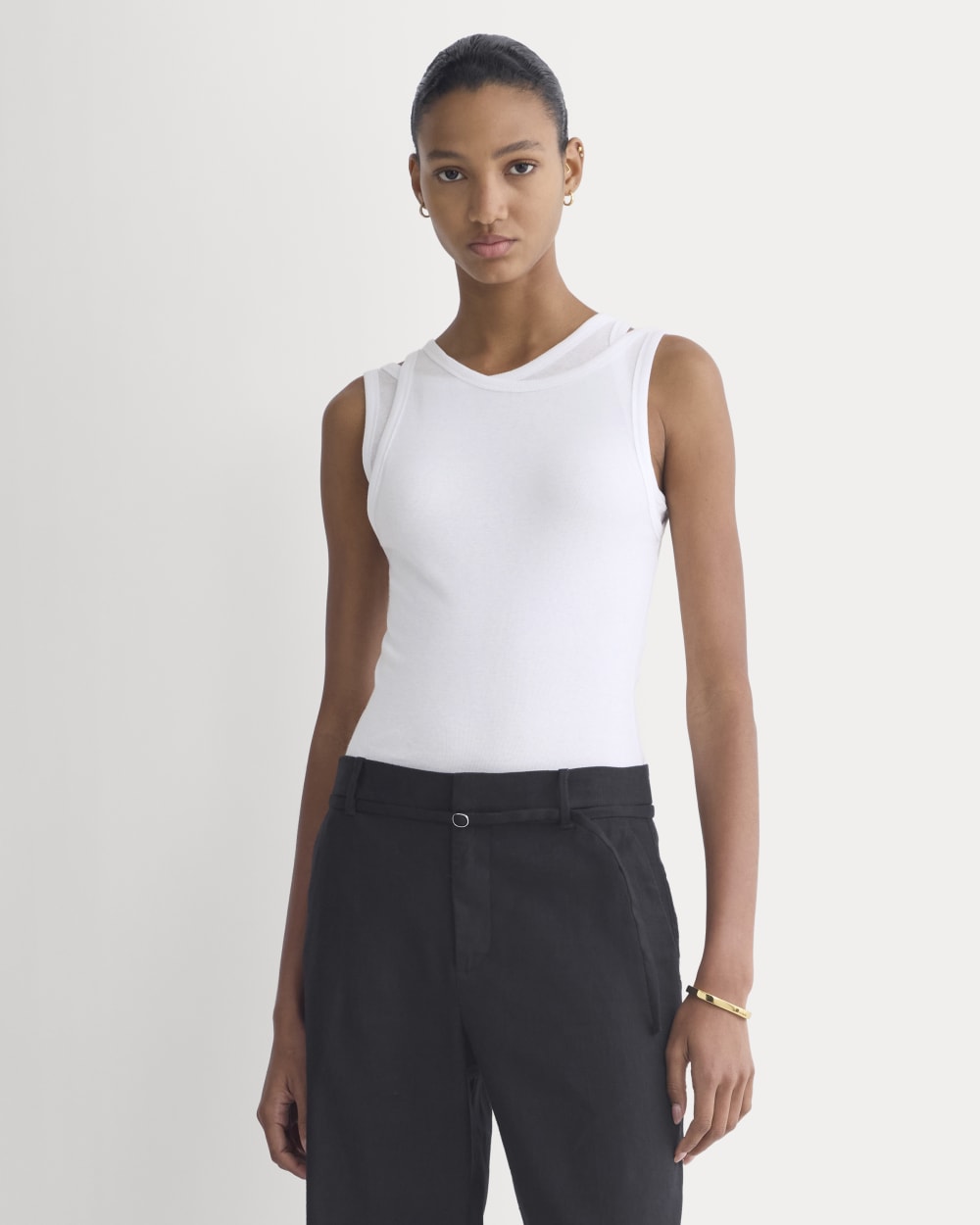 Tissue Layered Tank in White — front view