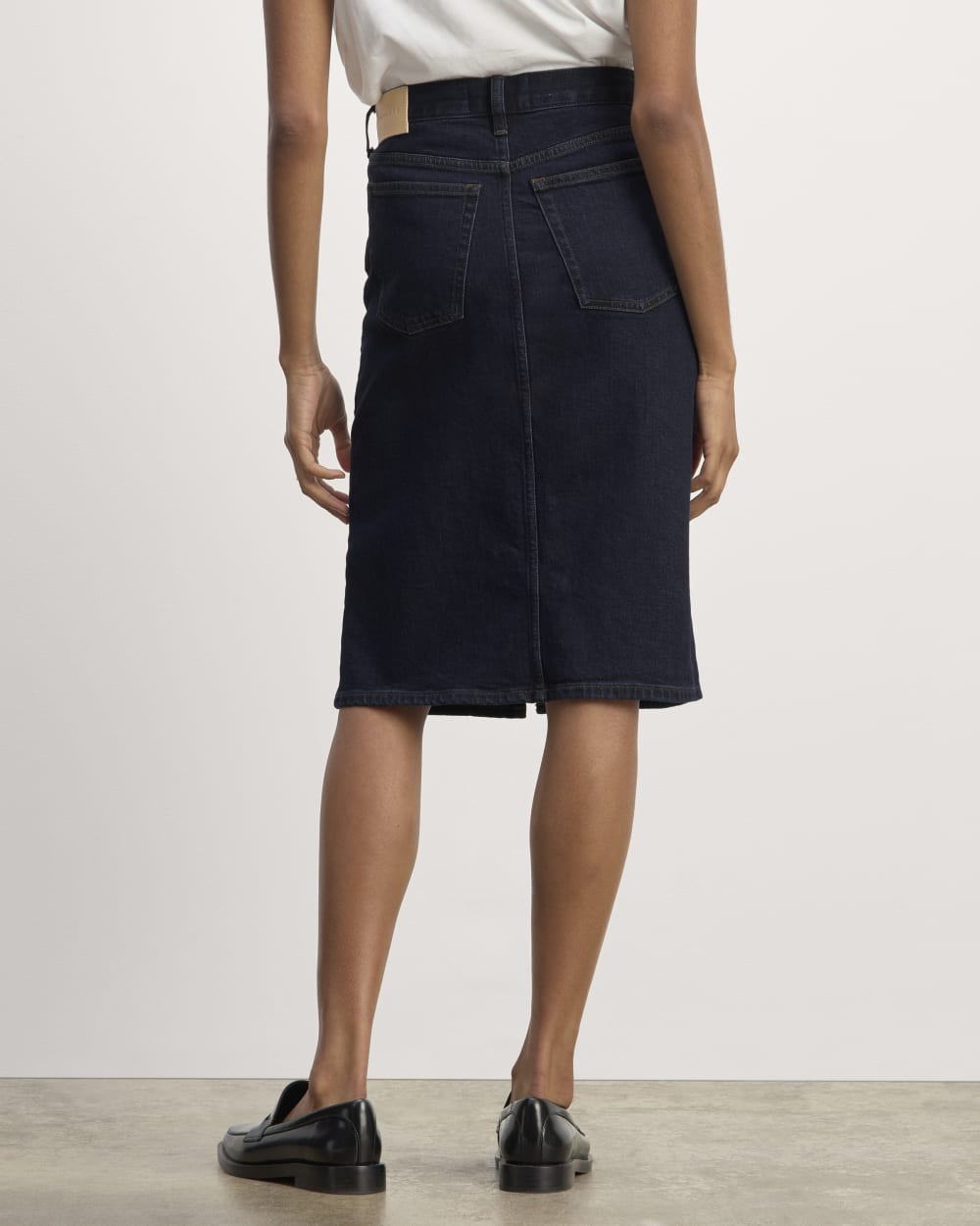 The Mid-Way Skirt in Deep Rinse — detail view