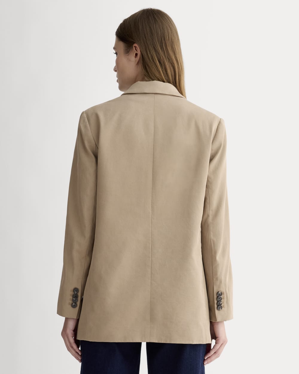 The Oversized Blazer in Buttersmooth in Ash Brown — detail view