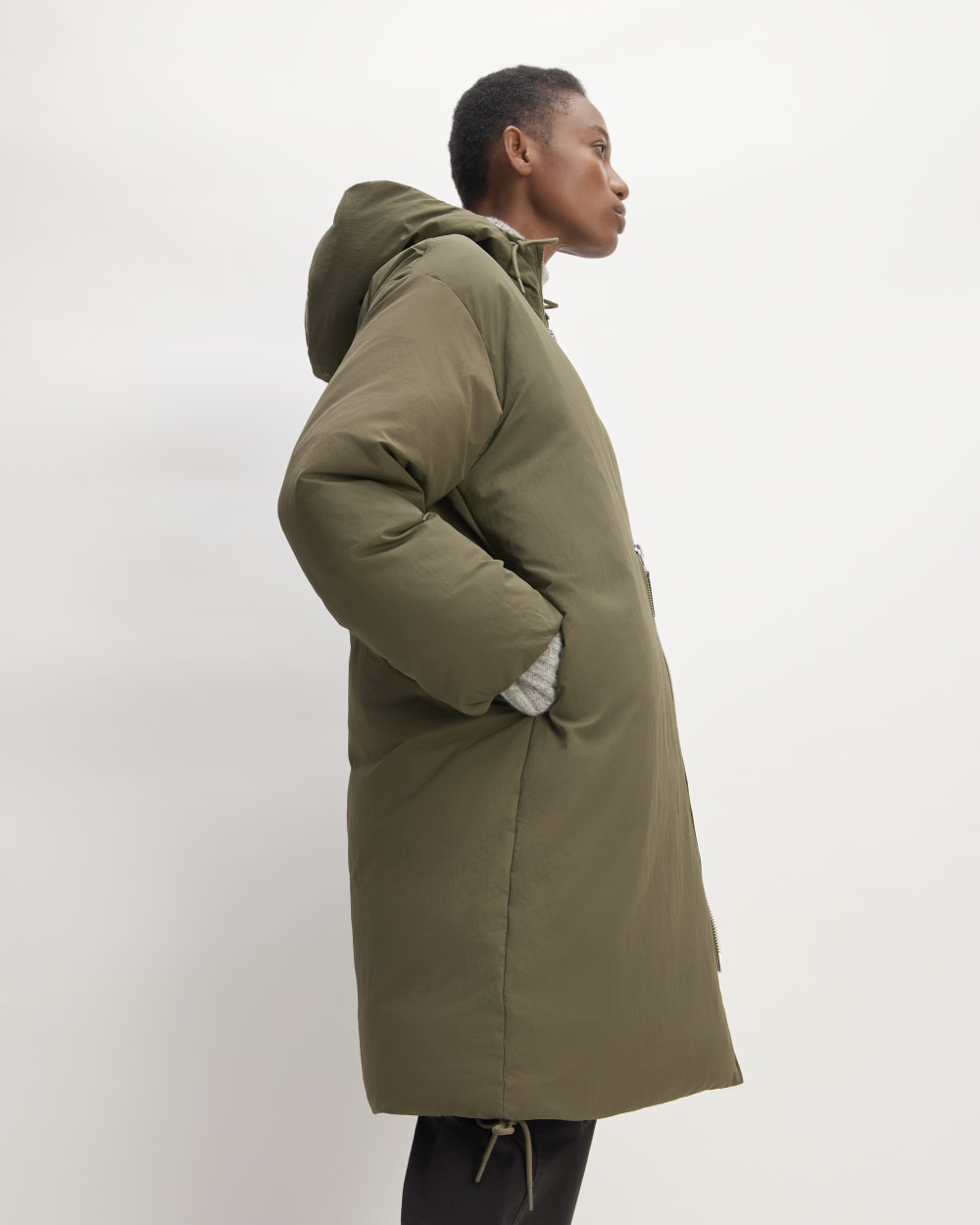 The Long Re:Down® Puffer in Kalamata — front view