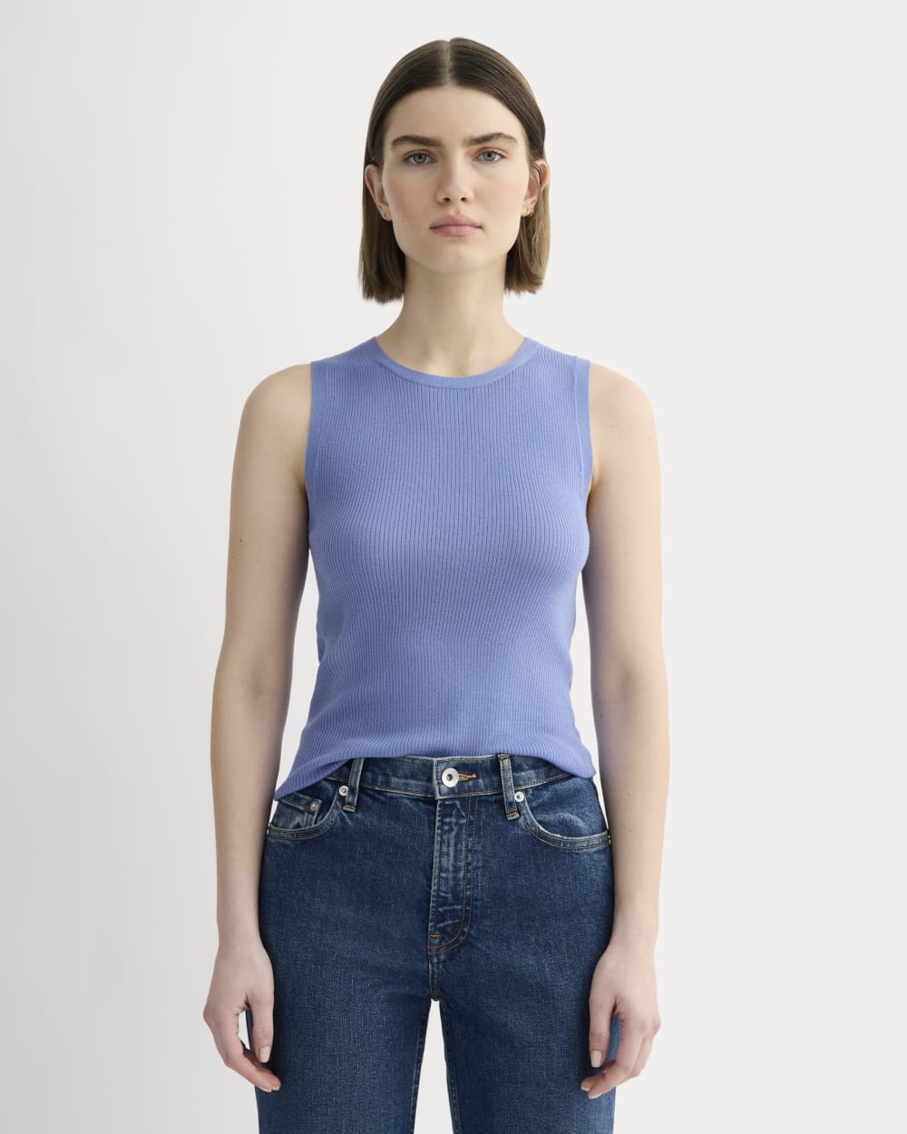 The Tank in Ultrasoft Merino in Bluebell — front view